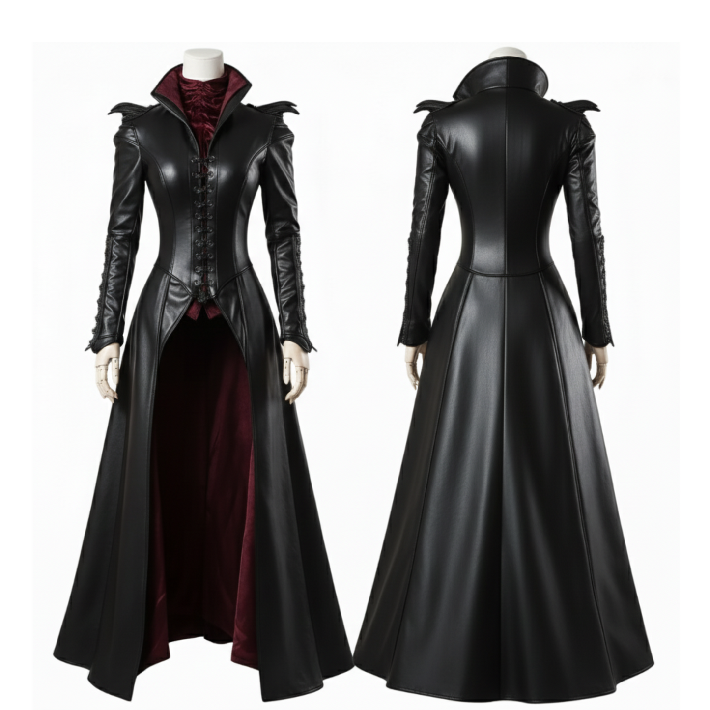 The Bloodthorn Queen - Handmade Leather Gothic Vampire Queen Dress – Fantasy Leather Bodice Long Coat - Evil Queen Cosplay -Ren Faire Outfit