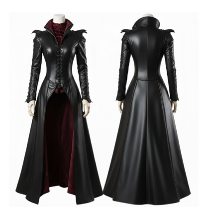 The Bloodthorn Queen - Handmade Leather Gothic Vampire Queen Dress – Fantasy Leather Bodice Long Coat - Evil Queen Cosplay -Ren Faire Outfit