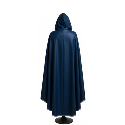 Sapphire Wraith Handmade Blue Leather Hooded Cloak & Vest - Medieval LARP Costume