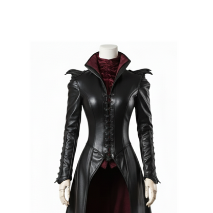 The Bloodthorn Queen - Handmade Leather Gothic Vampire Queen Dress – Fantasy Leather Bodice Long Coat - Evil Queen Cosplay -Ren Faire Outfit