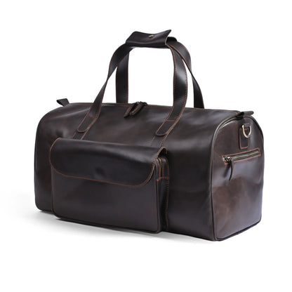 Choco Leather Duffel Bag | Premium Pull-Up Weekender & Travel Bag