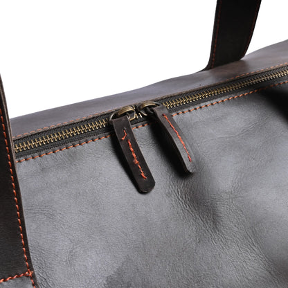 Choco Leather Duffel Bag | Premium Pull-Up Weekender & Travel Bag