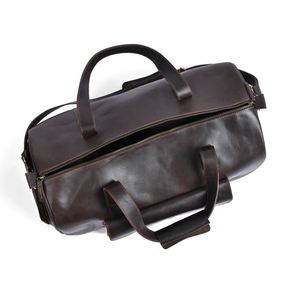 Choco Leather Duffel Bag | Premium Pull-Up Weekender & Travel Bag