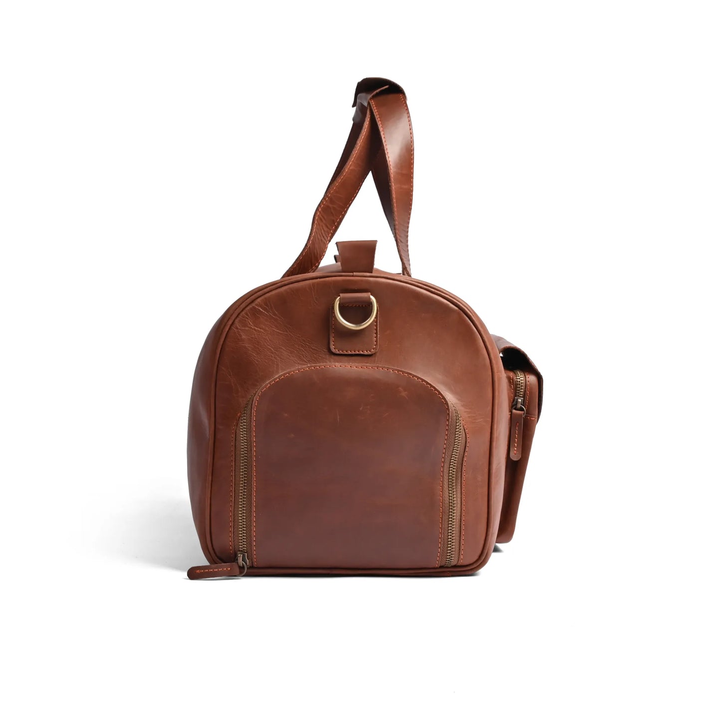 Camel Brown Premium Pull-Up Leather Duffle Bag Weekender Bag | Full-Grain Cowhide