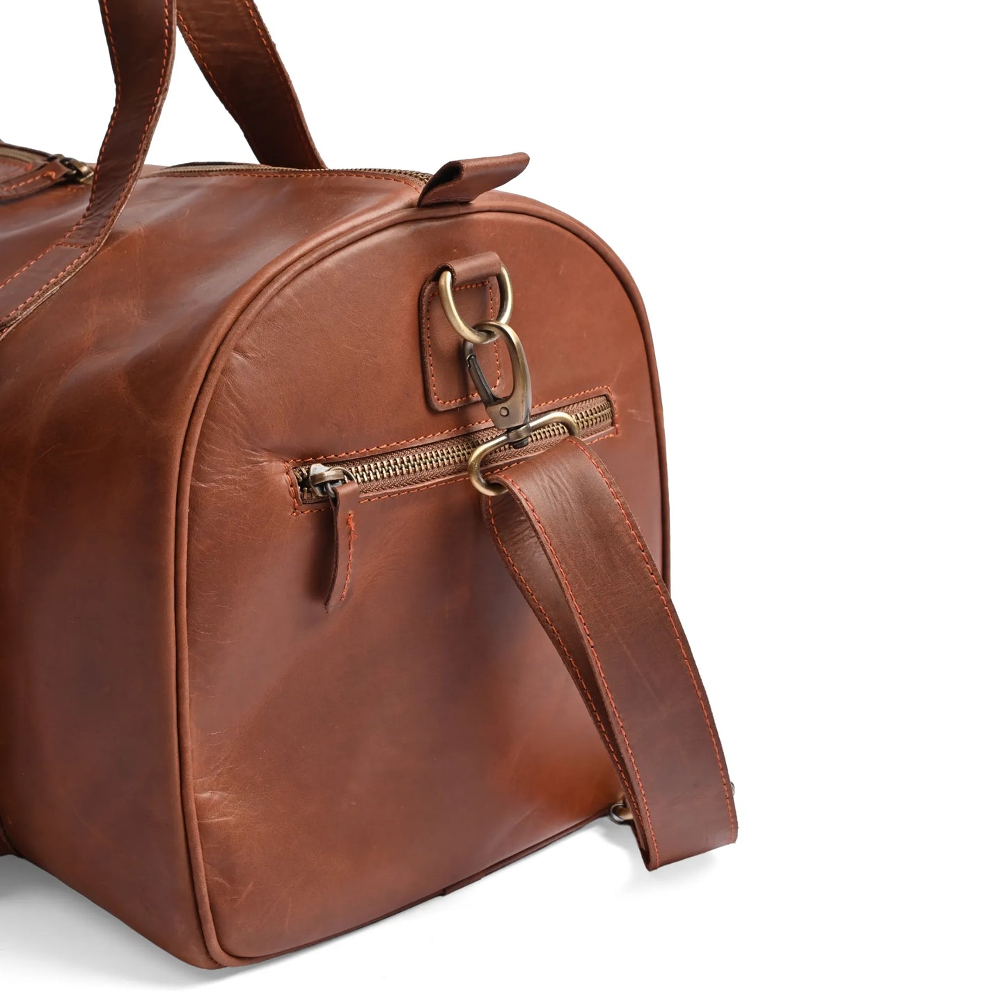 Camel Brown Premium Pull-Up Leather Duffle Bag Weekender Bag | Full-Grain Cowhide