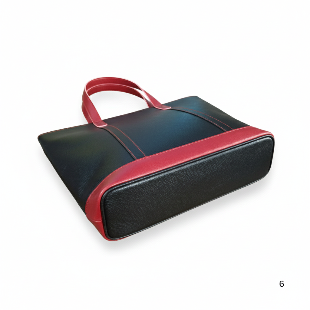 Black & Maroon Leather Tote Bag for Women | Dual-Tone Cowhide|Valentine’s Gift