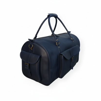 Navy Leather Duffel Bag – Premium Men’s Travel & Gym Holdall