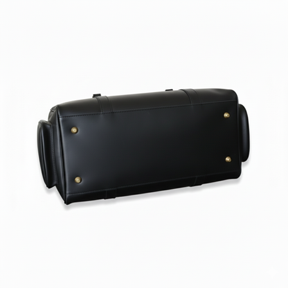 Premium Black Leather Duffel Bag Travel & Weekender Bag