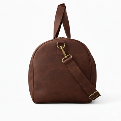 Dark Brown Leather Duffel Bag with Shoe Compartment Premium Holdall