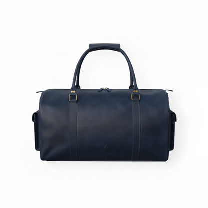 Navy Leather Duffel Bag – Premium Men’s Travel & Gym Holdall