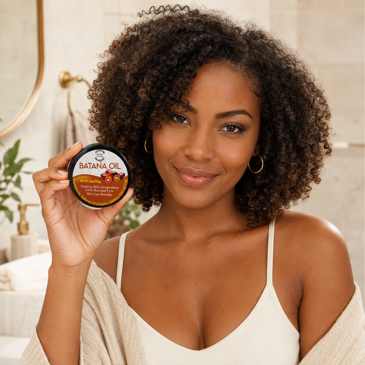 Woman holding Authentic Batana Oil