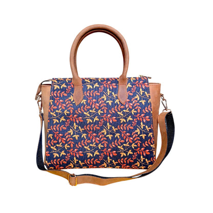Women’s Luxurious Printed Canvas & Leather Tote Bag | Floral Full-Grain Cowhide Handbag