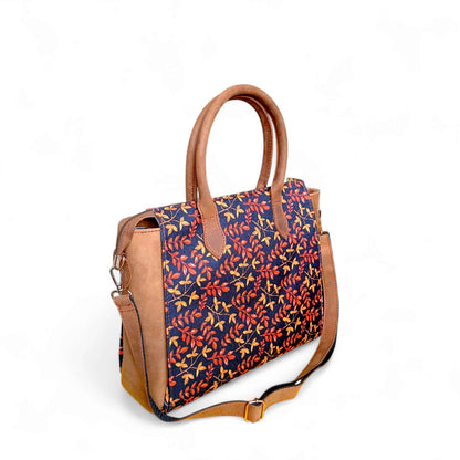 Women’s Luxurious Printed Canvas & Leather Tote Bag | Floral Full-Grain Cowhide Handbag
