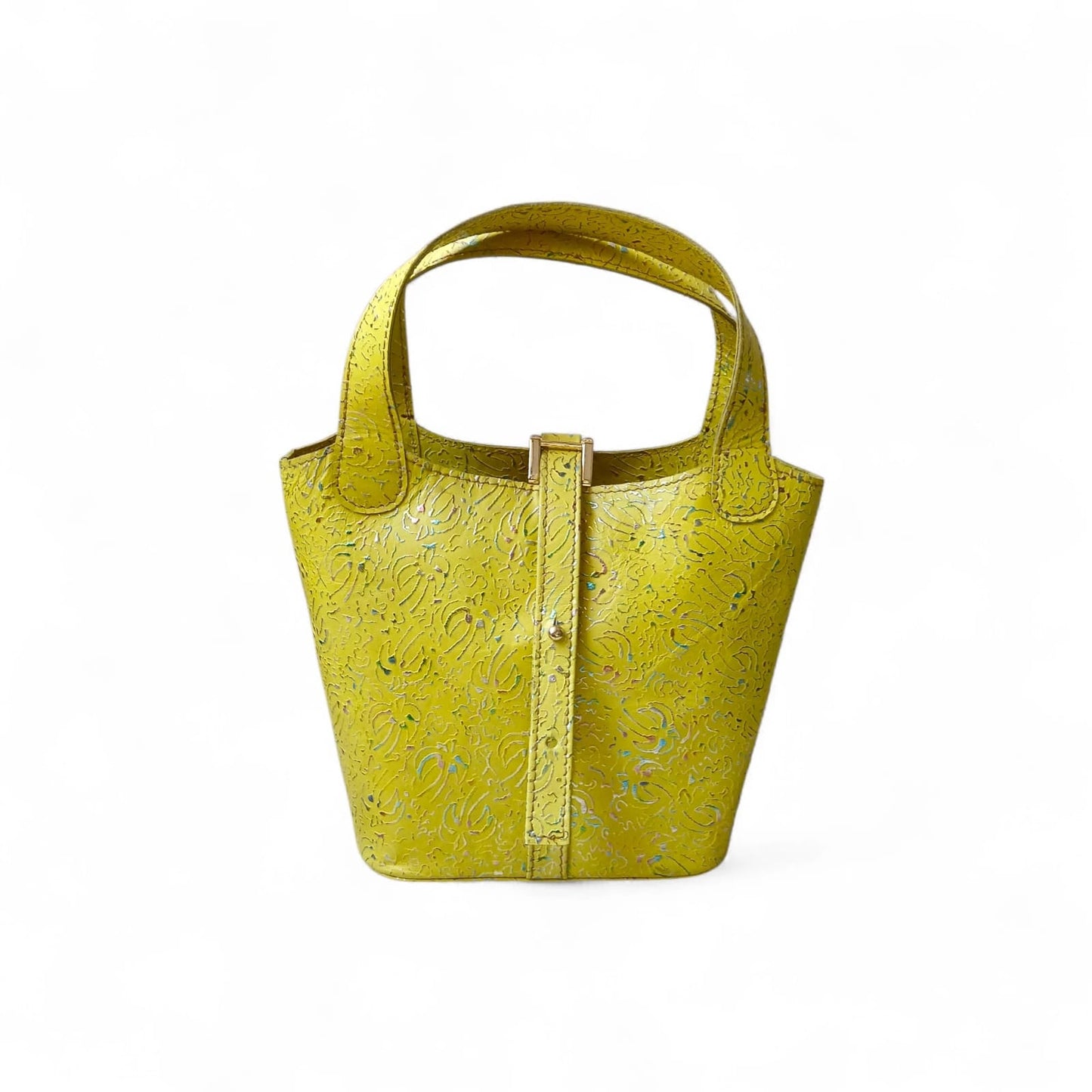 Leather Bucket Bag for Women |Structured Mini Top Handle Handbag with Suede Lining & Stopper Lock