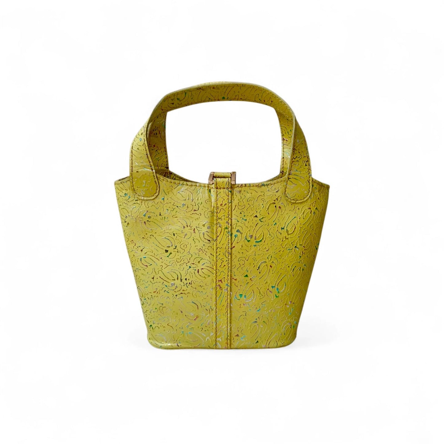 Leather Bucket Bag for Women |Structured Mini Top Handle Handbag with Suede Lining & Stopper Lock