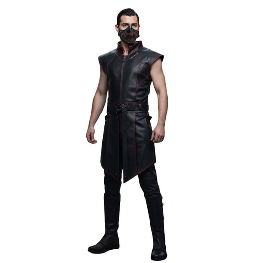 Blood Moon Sentinel – Gothic Leather Warrior Vest Costume – Dark Fantasy Halloween Outfit – Grim Enforcer Cosplay Armor