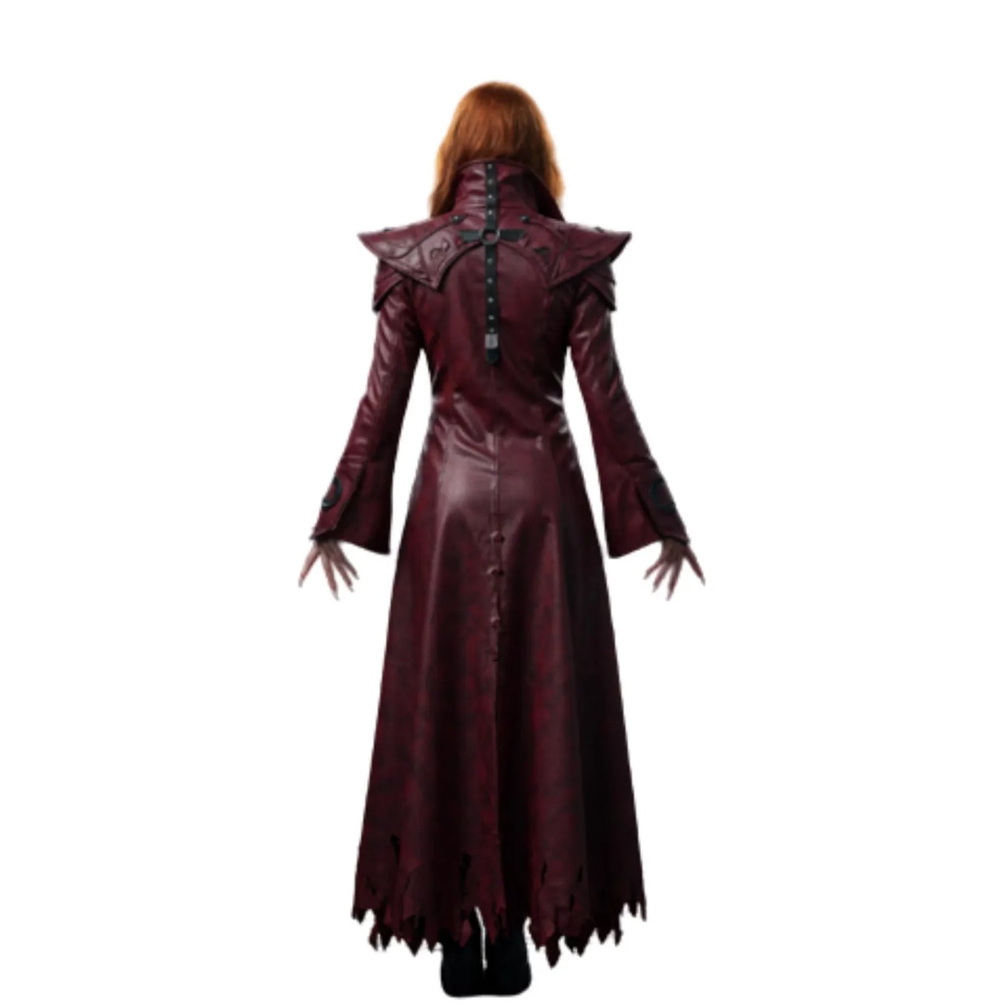 Bloodmoon Oracle – Gothic Vampire Trench Coat for LARP, Halloween, Cosplay - Dark Fantasy Witch Outerwear