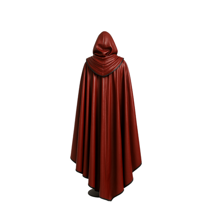 Bloodshroud Requiem Handmade Red Leather Hooded Cloak - Gothic Vampire Costume - LARP Cosplay