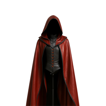 Bloodshroud Requiem Handmade Red Leather Hooded Cloak - Gothic Vampire Costume - LARP Cosplay
