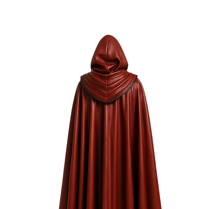 Bloodshroud Requiem Handmade Red Leather Hooded Cloak - Gothic Vampire Costume - LARP Cosplay