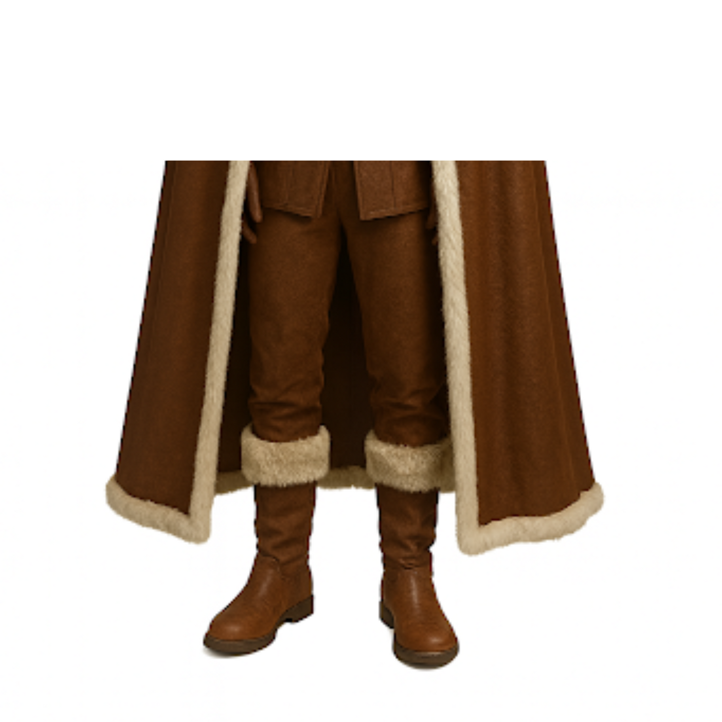 Frostland Tracker Fur Cloak Costume Set - Brown Medieval Hooded Cloak - Leather Medieval Cloak with Vest For Cosplay - LARP & Cosplay Outfit