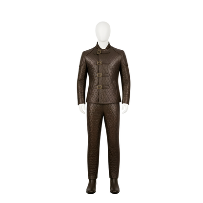 Handmade Brown Quilted Leather Jerkin with Matching Pants – Renaissance Leather Outfit – Medieval LARP Costume