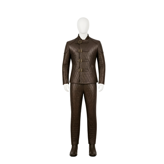 Handmade Brown Quilted Leather Jerkin with Matching Pants – Renaissance Leather Outfit – Medieval LARP Costume