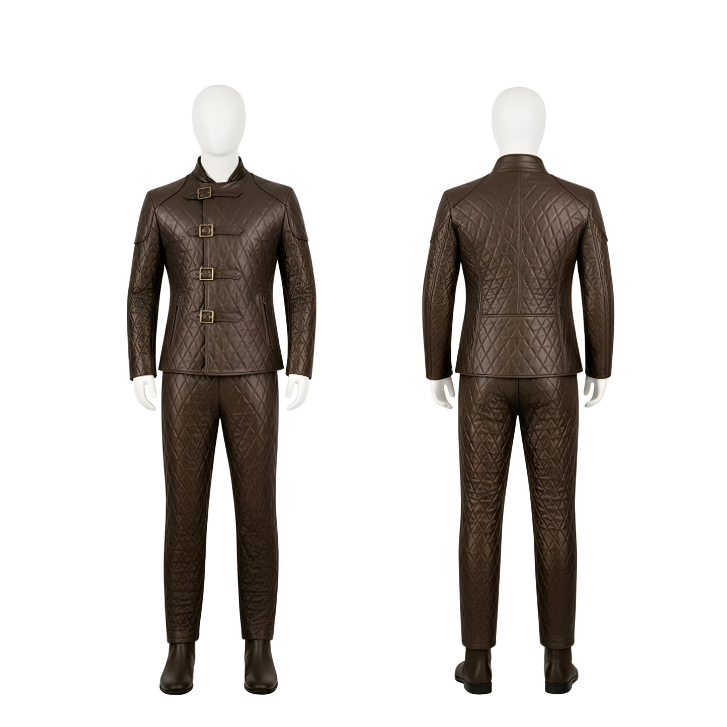 Handmade Brown Quilted Leather Jerkin with Matching Pants – Renaissance Leather Outfit – Medieval LARP Costume