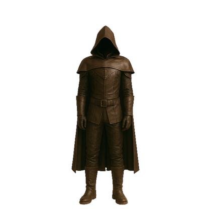 Handmade Leather Assassin Costume: Hooded Cloak, LARP Renaissance Faire