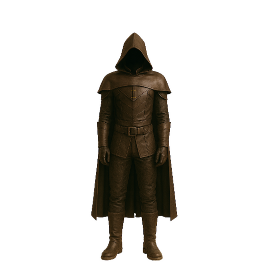 Handmade Leather Assassin Costume: Hooded Cloak, LARP Renaissance Faire