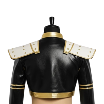Handmade Leather Demon Hunter Costume - Black & Gold Jacket, White Skirt