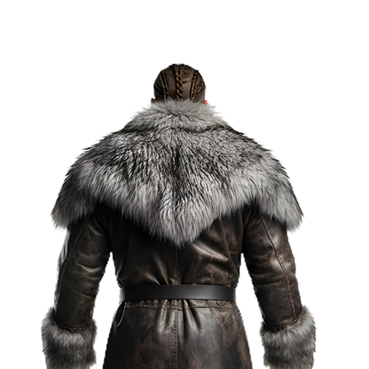 Handmade Viking Leather Fur Coat - Long Leather Men Coat for LARP - Renaissance Fair Cosplay Costume - Gift for Him