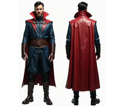 The Chrono Sage - Handmade Pure Leather Dr Strange Costume - Superhero Cloak With Vest - Leather Costume For Festival - Halloween Coastume