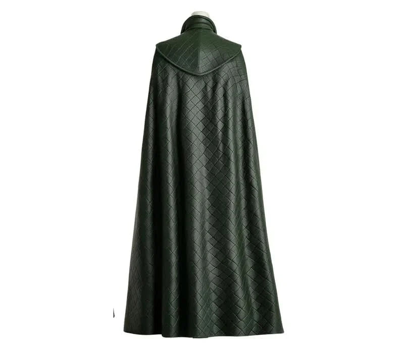 The Trickster King - Green Leather Loki Odin Cosplay Costume - Superhero Quilted Cloak With Vest - Festival Outfit - Halloween Costume