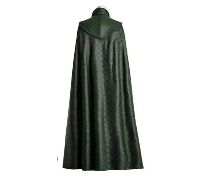 The Trickster King - Green Leather Loki Odin Cosplay Costume - Superhero Quilted Cloak With Vest - Festival Outfit - Halloween Costume