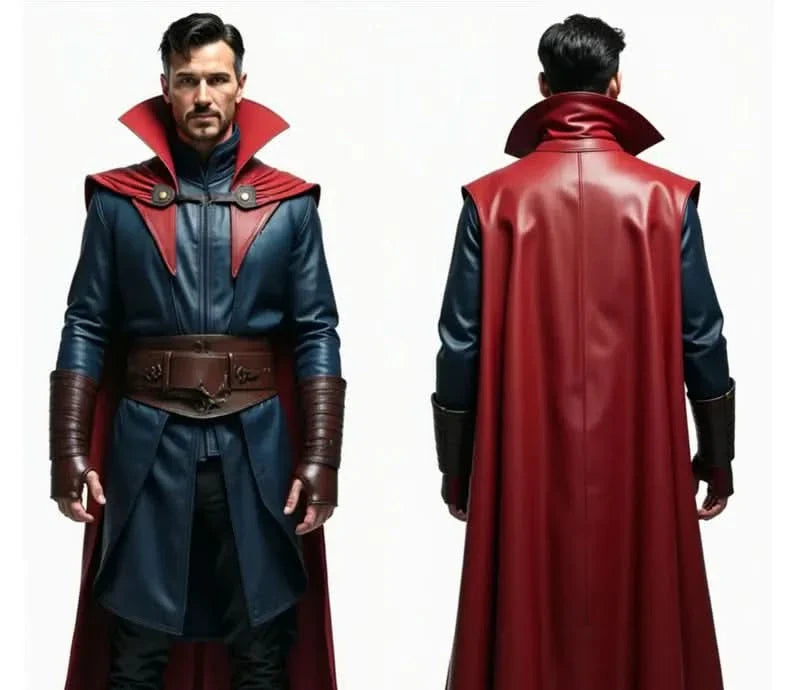 The Chrono Sage - Handmade Pure Leather Dr Strange Costume - Superhero Cloak With Vest - Leather Costume For Festival - Halloween Coastume