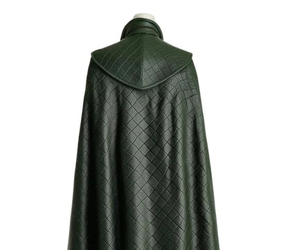 The Trickster King - Green Leather Loki Odin Cosplay Costume - Superhero Quilted Cloak With Vest - Festival Outfit - Halloween Costume