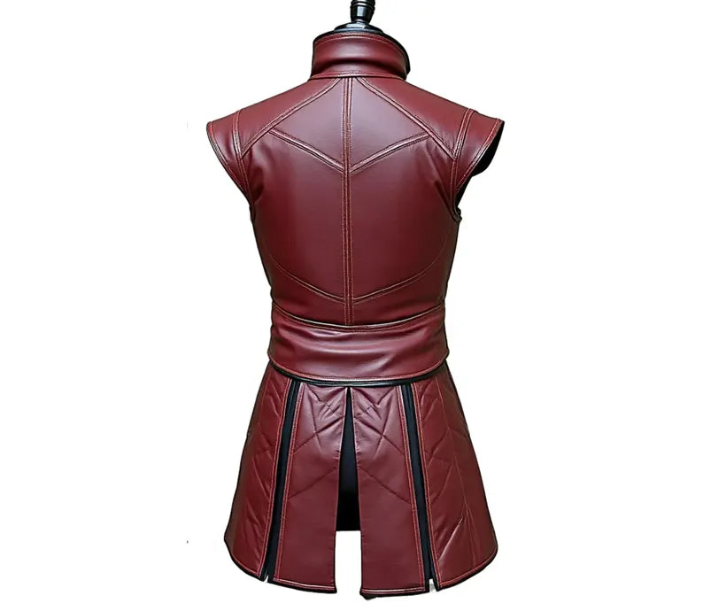 The Scarlet Phantom - Handmade Pure Red Leather Jerkin - Genuine Leather Medieval Renaissance Dress - Dungeons And Dragons Cosplay Costume