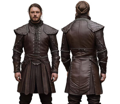 The Iron Huntsman - Handmade Brown Leather Ren Fair Jerkin - Pure Leather Medieval Renaissance Jacket - Dungeons And Dragons Cosplay Costume