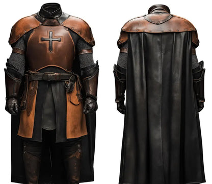 The Guardian of the Cross - Handmade Leather Vatican Guard Armored Cloak - Leather Medieval Cloak for Cosplay - Priest Vintage Cloak Costume