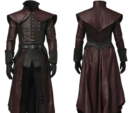 The Phantom Lord - Handmade Nobleman Inspired Ren Faire Medieval Coat - Pure Leather Steampunk Coat For Cosplay - Leather Medieval Cosplay
