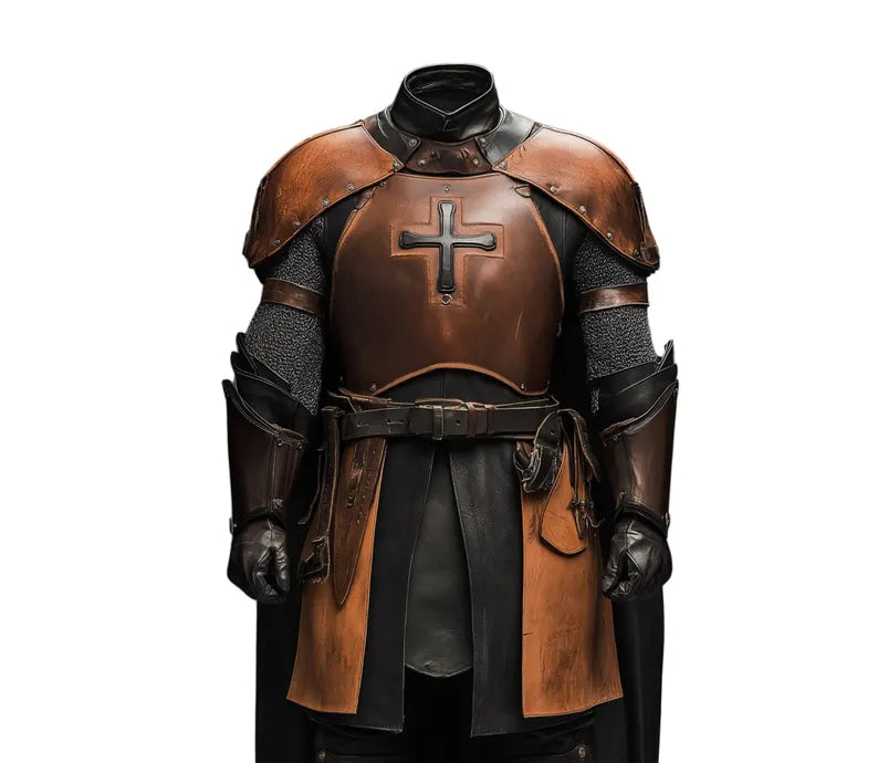 The Guardian of the Cross - Handmade Leather Vatican Guard Armored Cloak - Leather Medieval Cloak for Cosplay - Priest Vintage Cloak Costume