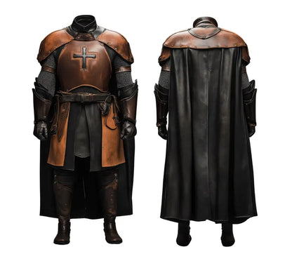 The Guardian of the Cross - Handmade Leather Vatican Guard Armored Cloak - Leather Medieval Cloak for Cosplay - Priest Vintage Cloak Costume