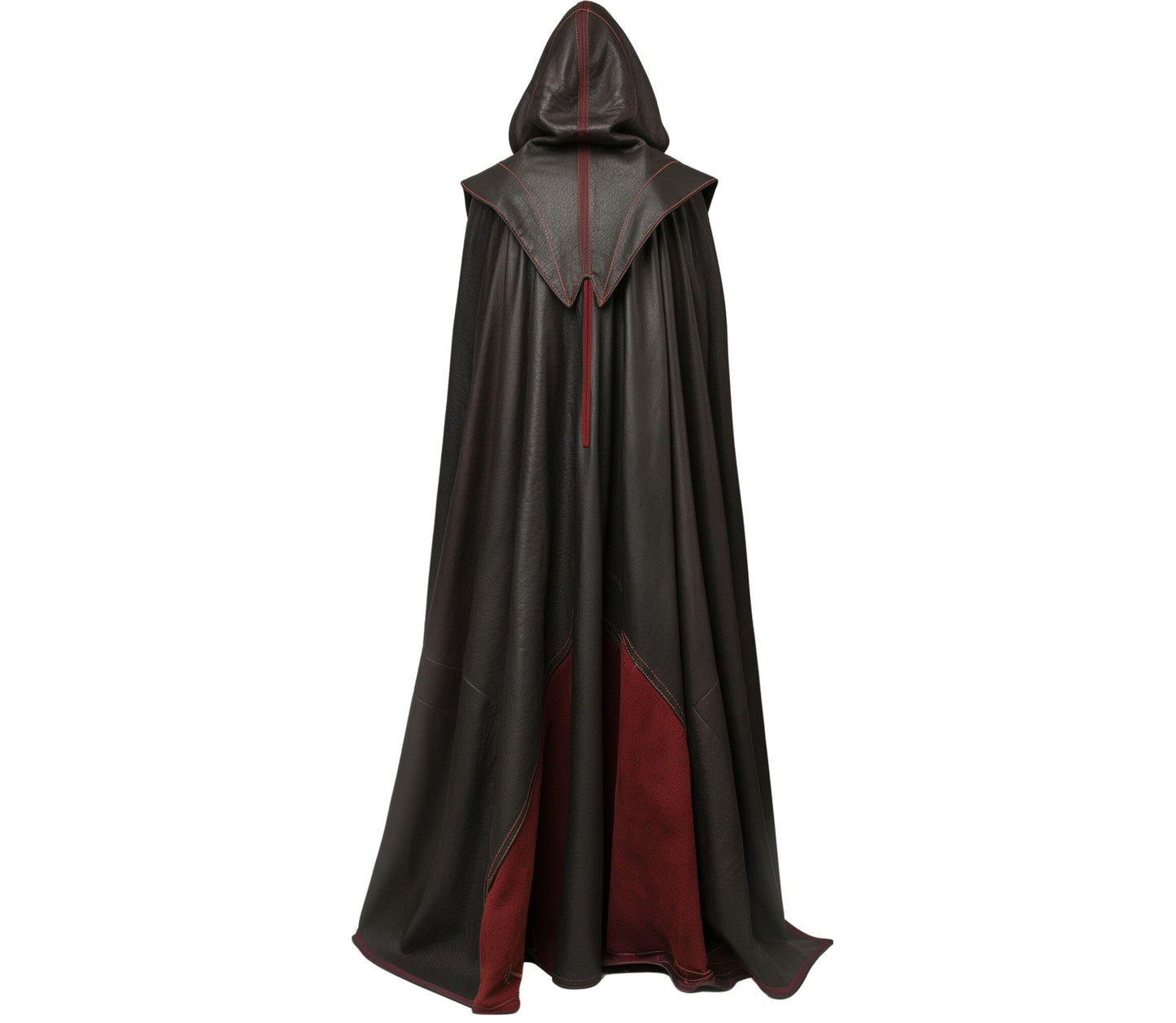 The Lone Wanderer - Handmade Red & Black Leather Medieval Hooded Cloak with Suit for Cosplay - Leather Gift Cloak for Renaissance Fair Men