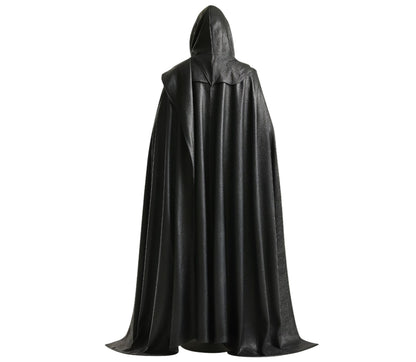 The Hawk of Twilight - Handmade Black Leather Medieval Archer Costume - Leather Hooded Cloak With Vest For Cosplay