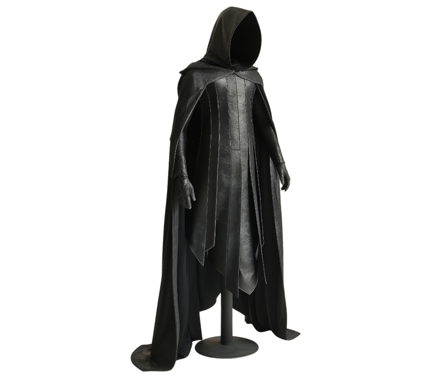 The Hawk of Twilight - Handmade Black Leather Medieval Archer Costume - Leather Hooded Cloak With Vest For Cosplay