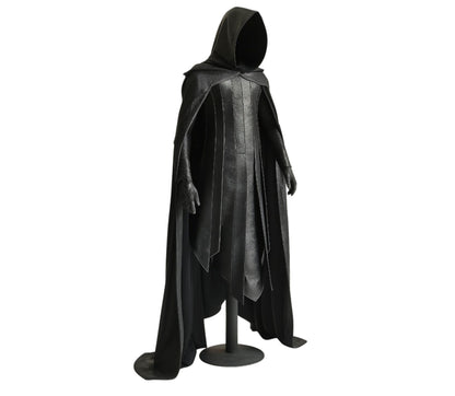 The Hawk of Twilight - Handmade Black Leather Medieval Archer Costume - Leather Hooded Cloak With Vest For Cosplay