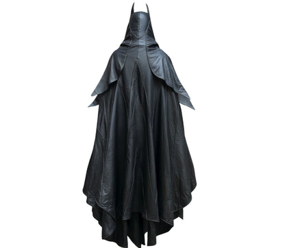 The Midnight Protector - Superhero Hooded Cloak in Black Leather - Superhero Cosplay Costume