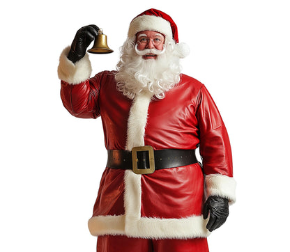 Handmade Men's Santa Claus Coat - Red Leather Fur Long Coat For Christmas Gift- Santa Red Leather Fur Cosplay Costume