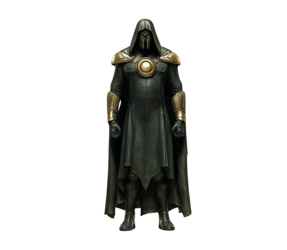 The Doom Warlord - Handmade Green Leather Superhero Hooded Cape with Vest - Dr Doom Costume For Cosplay
